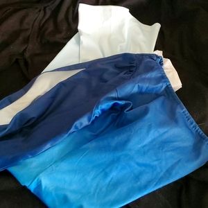 Poly/Jean looking 1 shoulder Split sleeved Ombre Dress Size L